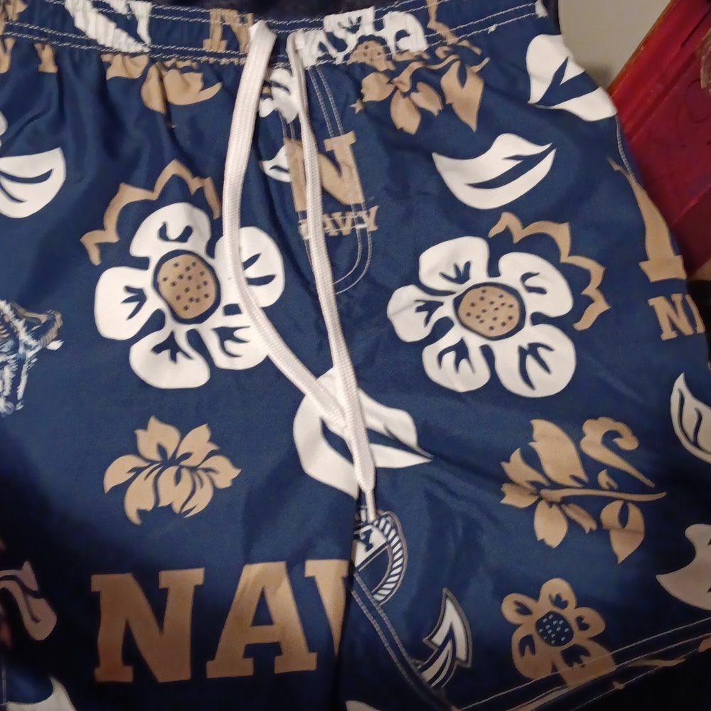 Men's Navy Wes and Willy Swim Shorts, Size L